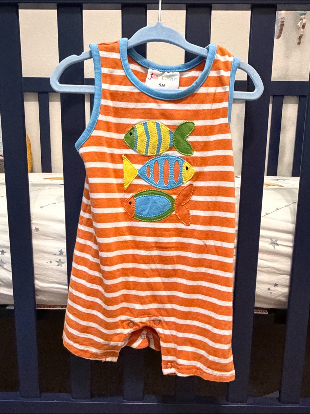 Jellybean Striped Fish Romper - 9 months 🐠🐟🐡